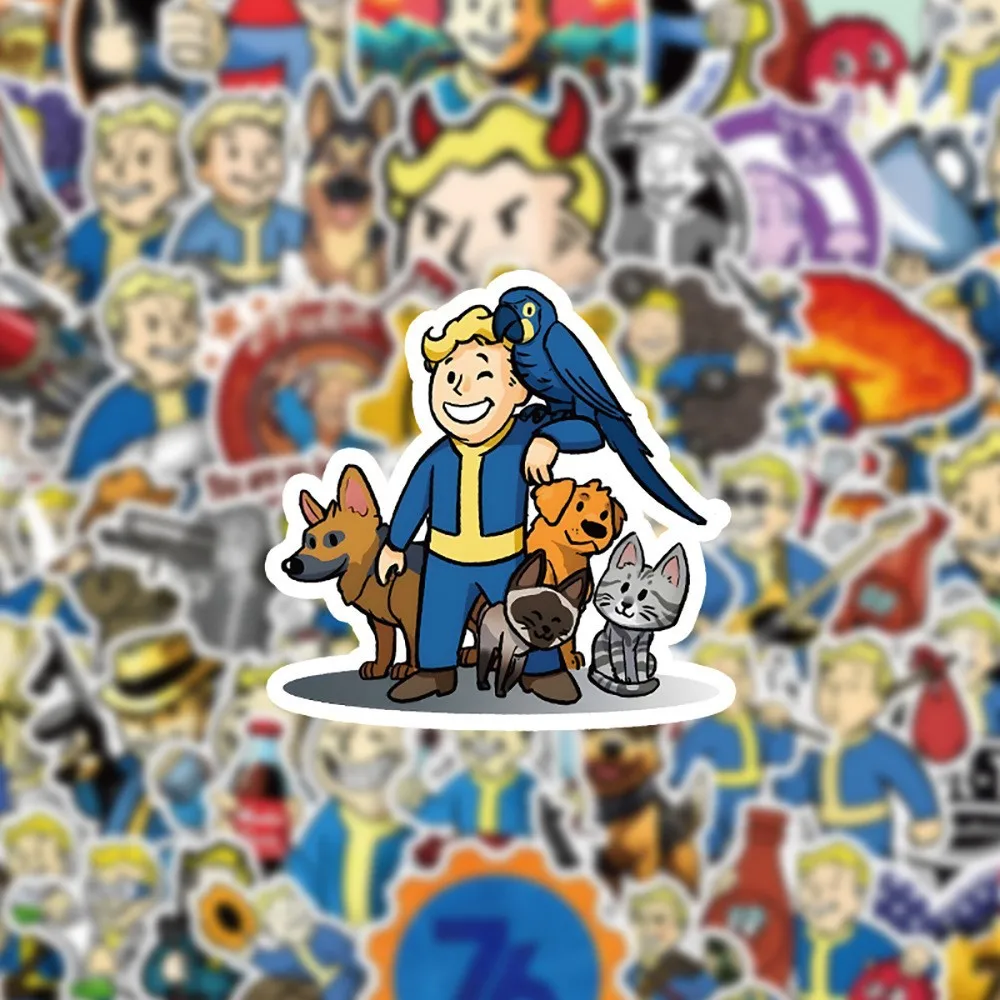 50pcs Game Fallout Cartoon Series Sticker Cup Stationery Mobile Phone Car Scooter Laptop Refrigerator Decorative Stickers Toy