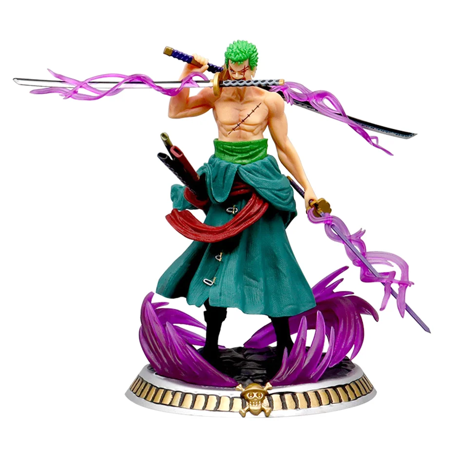 21cm One Piece Figure Small Blood Bath Sauron One Piece Gk Three-Knife Flow Stunt Version Scene Statue Boxed Anime