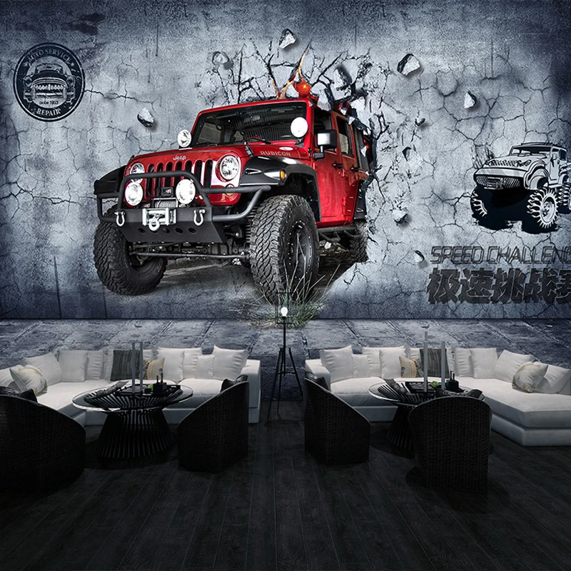 Retro 3D Automotive Industrial Style Bar Bounce Wallpaper Personalized Graffiti Motorcycle Restaurant Internet Cafe Wallpaper