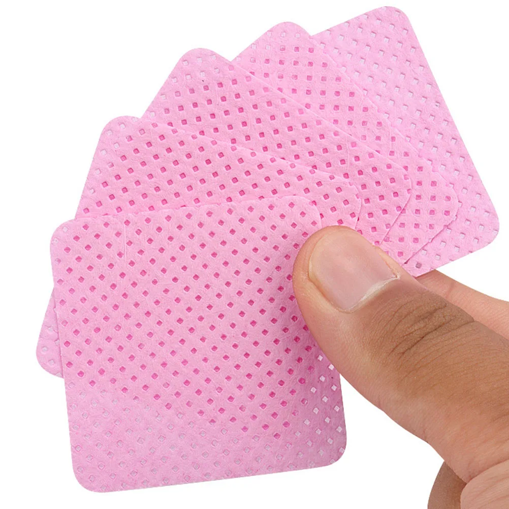 

400pcs Glue Cleaning Cotton Pads Eyelash Glue Wipers Bottle Sheets No Residue Friendly Box Pack Pink Container