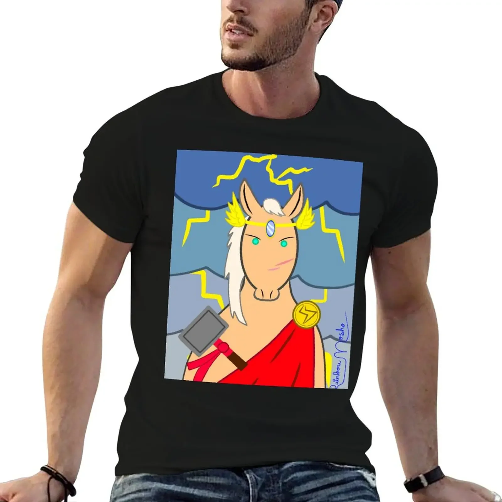 Thor as a Horse T-Shirt street wear anime t shirts oversized t shirts for men