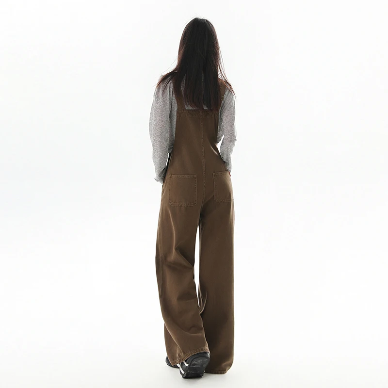 Vintage-Overall mit hoher Taille für Damen, lockere Passform, Denim-Hose mit weitem Bein, Freizeithose, Herbst 2022, Faion, Übergröße