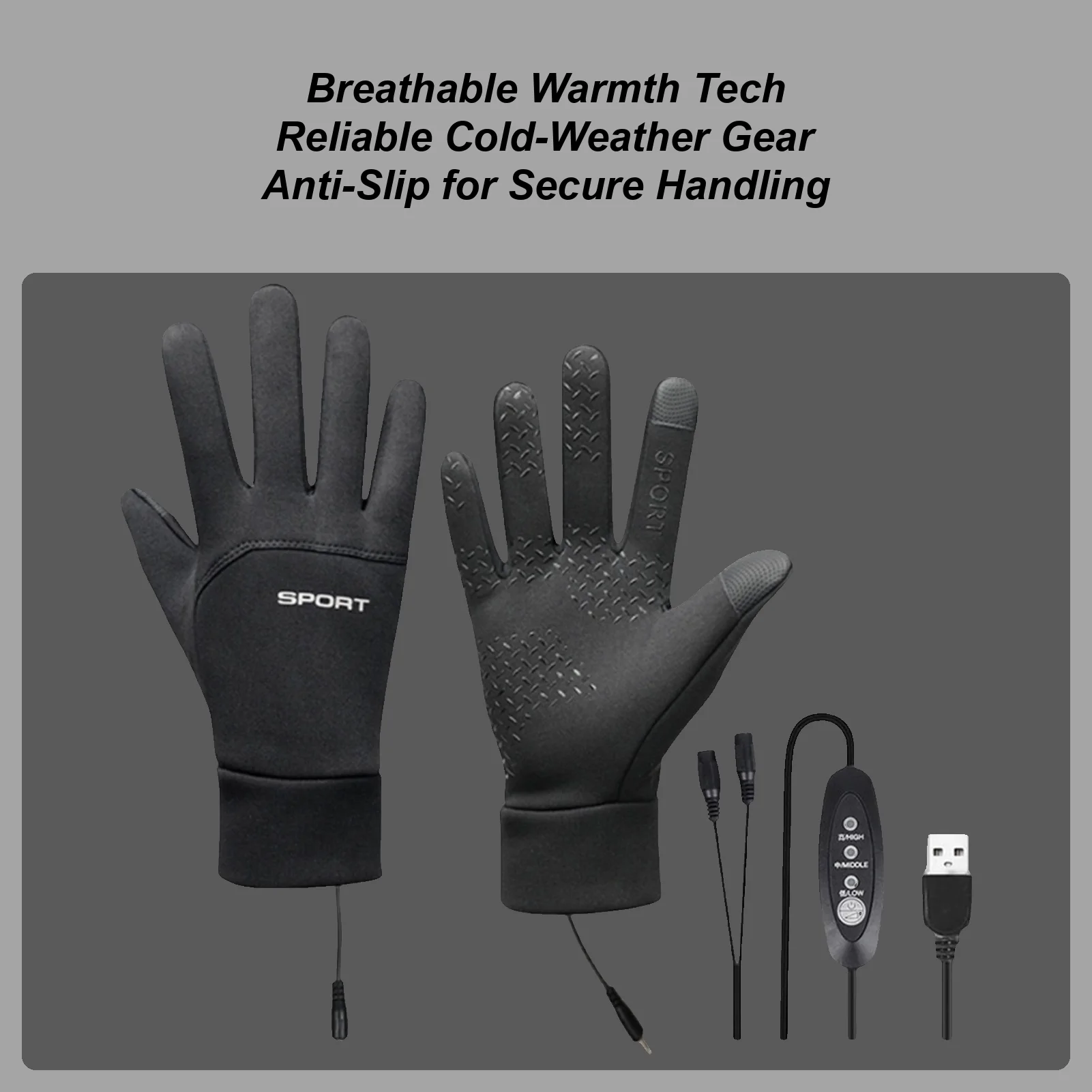 

Electric Heated Gloves USB 3 Settings Heated Touchscreen Gloves Thickened Thermal Mittens For Winter Cycling Skiing Outdoors