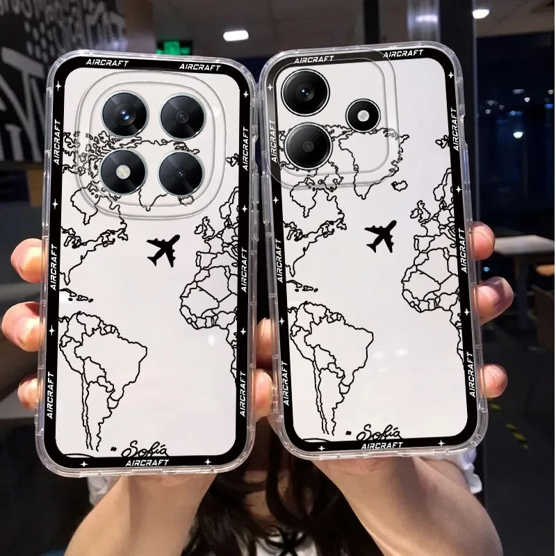 حافظة هاتف ناعمة لهاتف Xiaomi Poco X3 NFC X3 Pro Planes World Map Travel