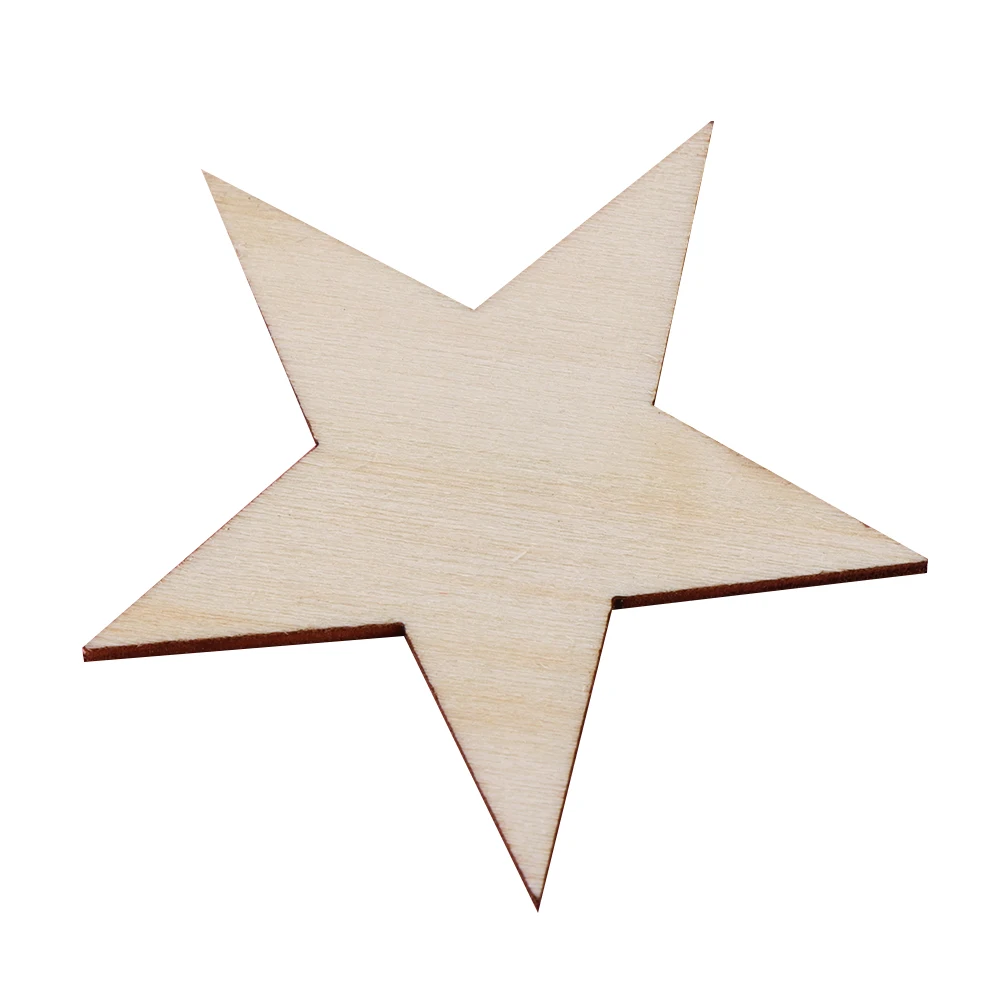

300 Pcs Natural Wooden Star nament Wood Decor Festival Party Wedding Table Decoration Eco Friendly Home Craft