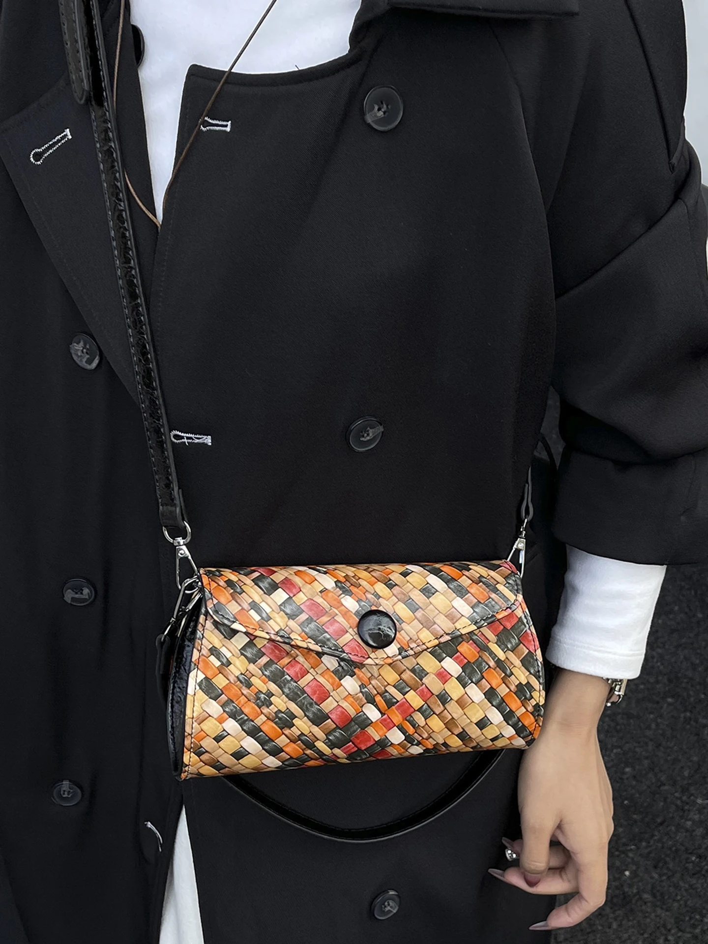 

Ele Woven Crossbody Bag for Women Autumn Winter 2025 New Sle Color Blo Single oulder Bag Soft PU Leather Casual Sim...