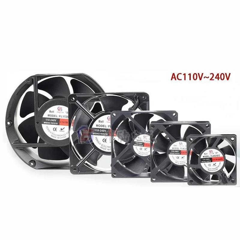 100-240V EC Axial Flow Fan FL6025 FL8025 FL12038 High CFM Cabinet Chassis 6/8/9/12/17cm Heat Dissipation Exhaust Fan