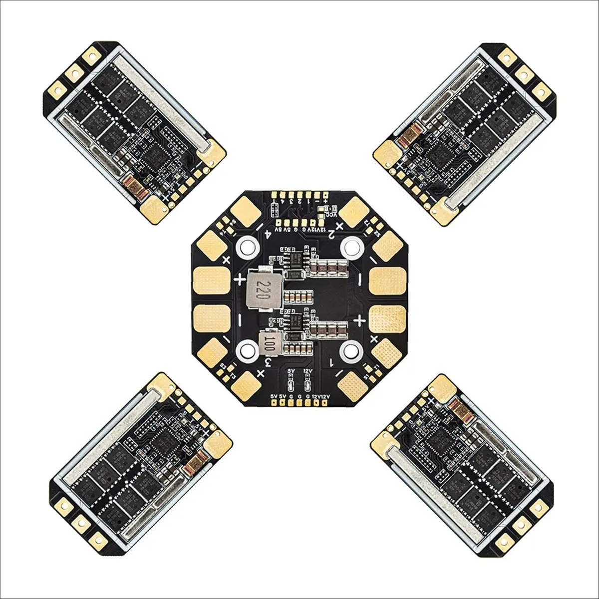 【Home-Accessories】AM32 6S 65A ESC 4XESC+1XPDB Kit 12V-25.2V 3-6S for 10-13 Inch FPV Drone RC Boat RC Car ESC