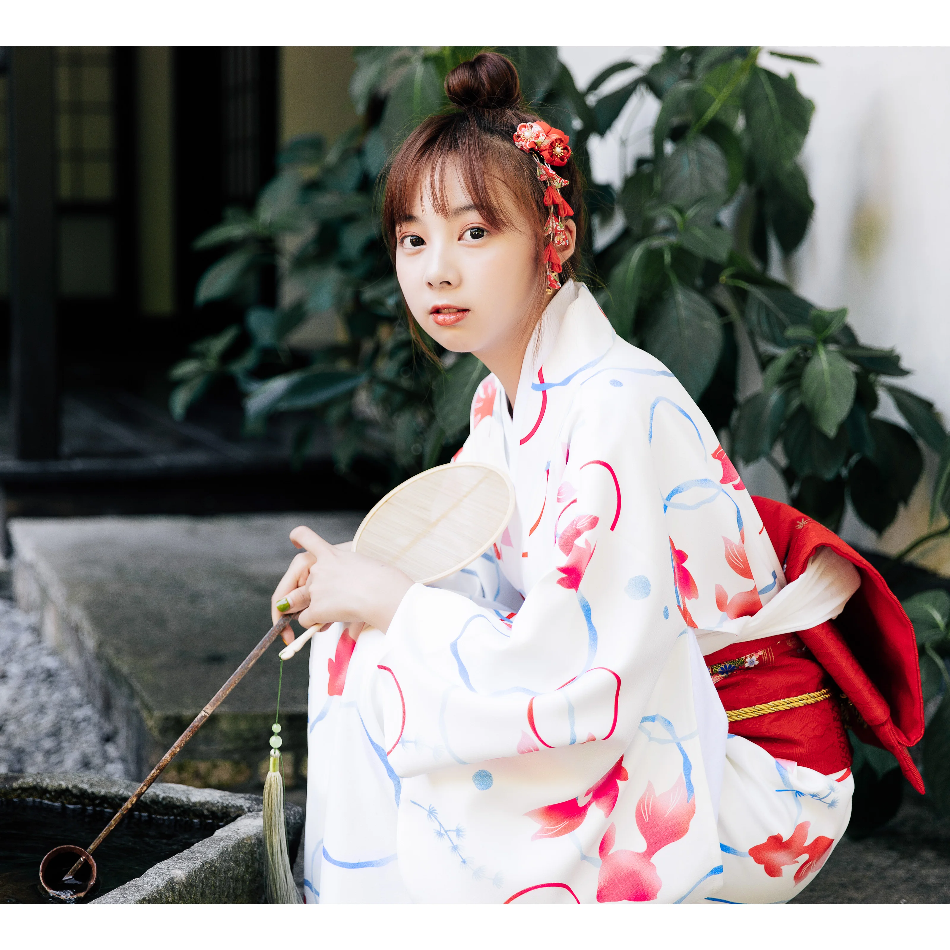 Women Kimono Obi Traditional Yukata Accessories Red Color Dress Girdle Wide Waist Belt Cosplay Costume