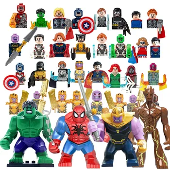 42 piezas de mini muñecas de bloques de construcción de Marvel, figura de anime de superhéroe, Thanos, Iron Man Spider Man, juguetes de bloques de construcción DIY, regalos