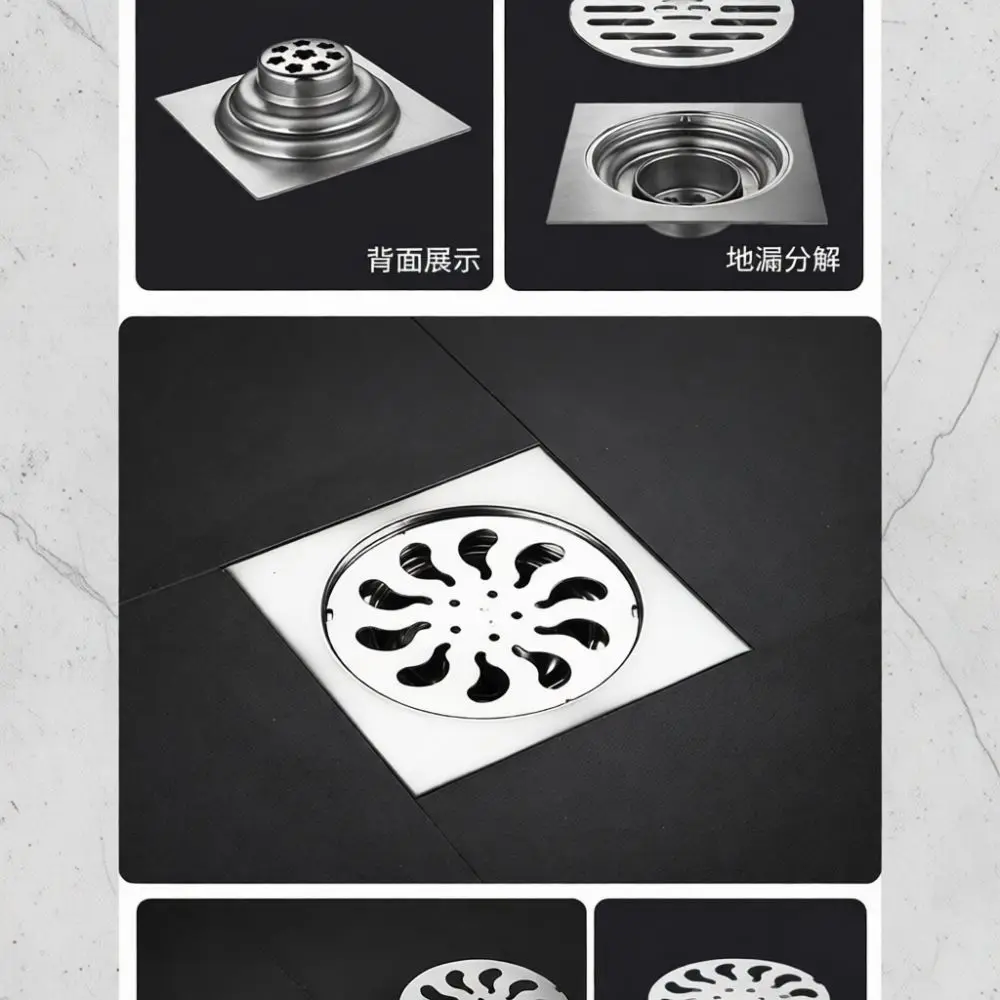 Stainless Steel Floor Drain For Shower Bathroom Balcony Kitchen Anti Odor Drainage Tool Easy Clean Sewer Waste Grate Filter