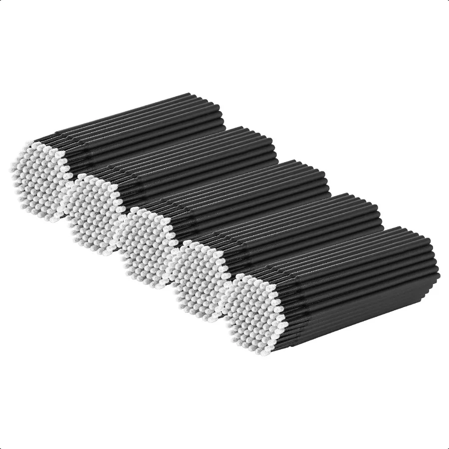 500 pièces Micro écouvillons pour Extension de cils Micro applicateurs écouvillons de cils pour Application de maquillage diamètre de la tête noire: 2.0mm