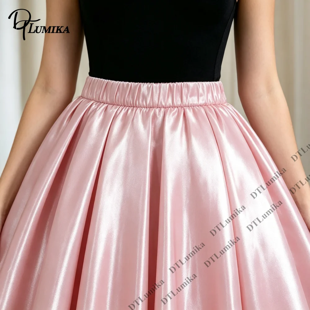 Glossy Satin Elastic Waist Maxi Skirt Women Customized High Waist Flared Long Skirts Wedding Guest Prom Evening Formal Occasion