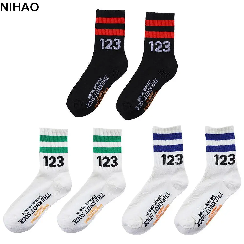 Harajuku For Women Cotton Couple Stockings 123 Calf Socks For Men Middle Tube Socks Unisex Hosiery Women Socks Number Socks