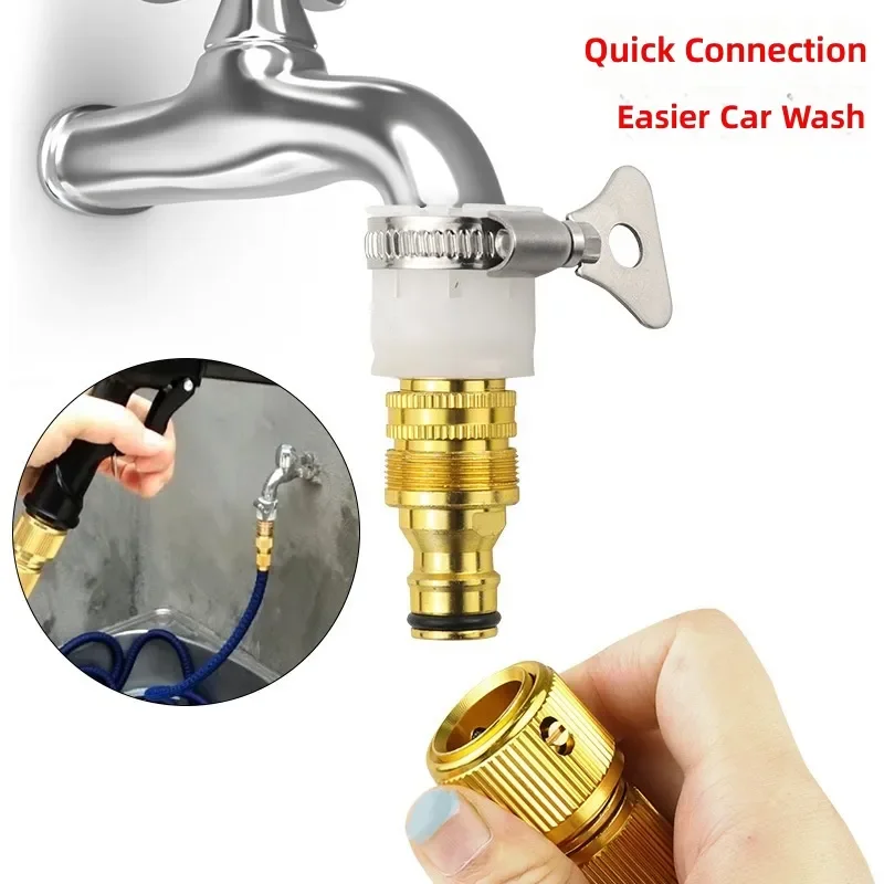 for 3-in-1 Aluminum Alloy Copper Plated Connector for Car Wash Water Gun 4 Sub Connector for Faucet Basin Adapter
