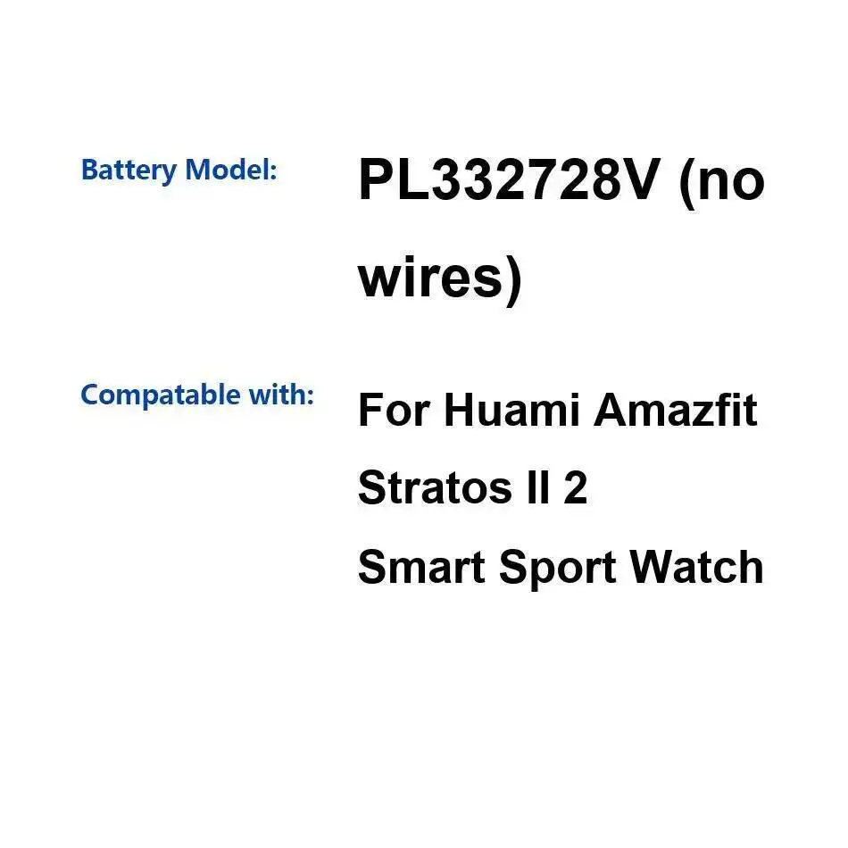

290 мАч, хорошая низкотемпературная батарея для часов PL332728V без провода для Huami Amazfit Stratos II 2 Smart Sport