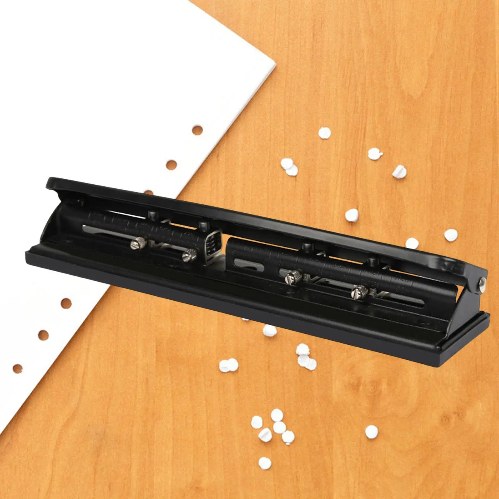 4 홀 펀치 종이 펀처, 헤비 듀티 수동 데스크탑 휴대용 10 시트 용량, 학교용 조정 가능한 종이 펀칭기