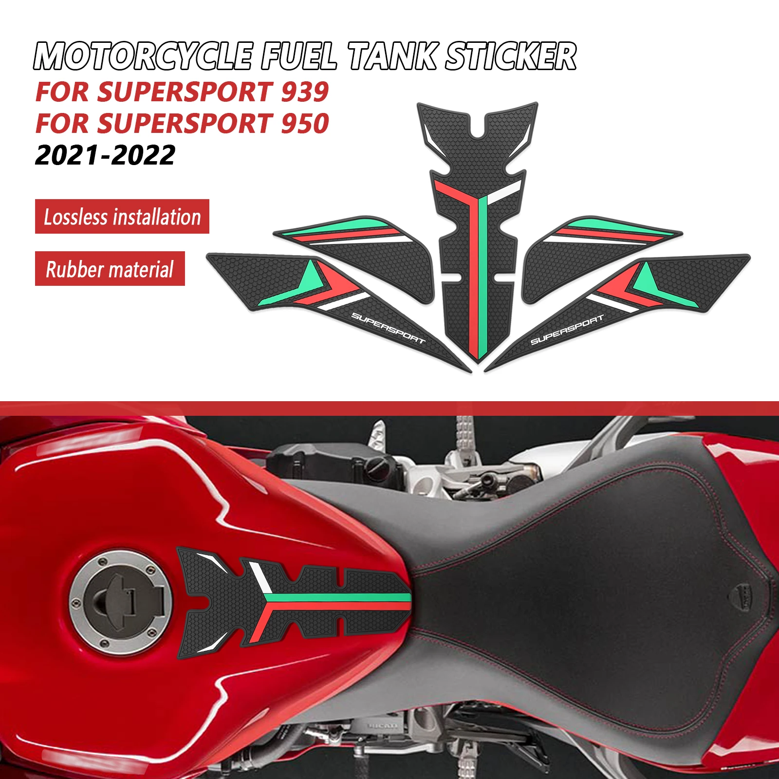 

Motorcycle Fuel Tank Pad Sticker Decal Kit Protective Waterproof Fuel Tank Traction Pad For DUCATI Supersport 950 939 2021-2022
