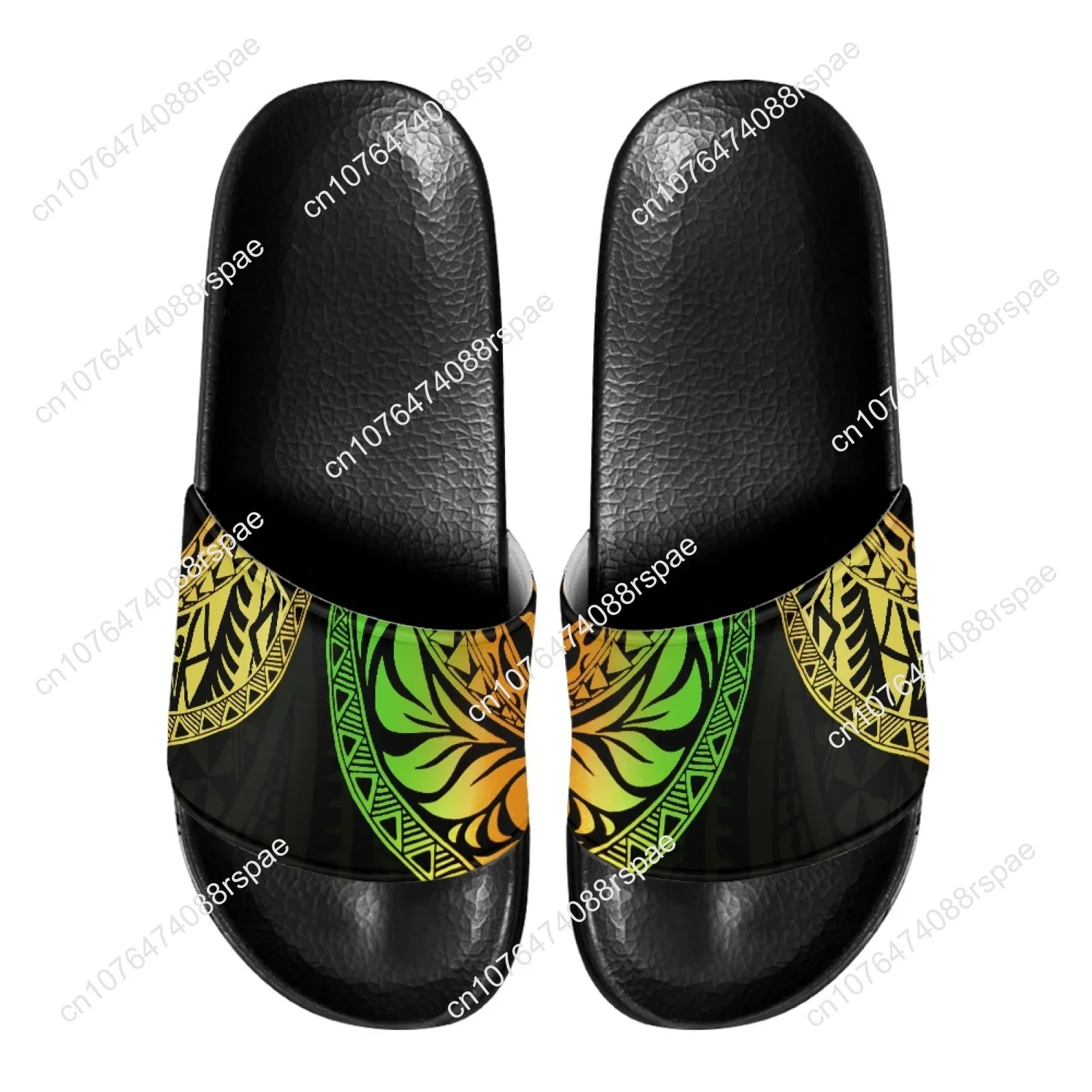 Polynesian Tribal Hawaiian Totem Tattoo Hawaii Prints Soft Home Slippers Couple Indoor Skid Proof Bathroom Sandals Hotel Flat