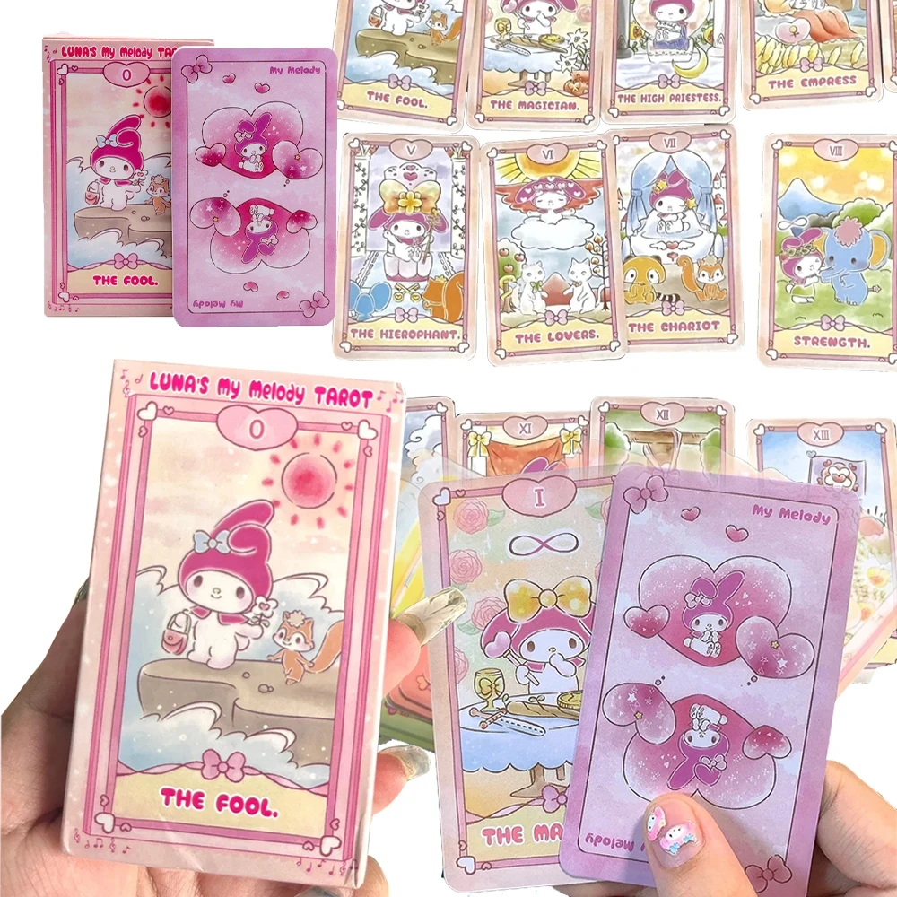 Melody Tarot Deck Card Hello Kitty Kuromi Sanrio 78Cards Board Game Deck Oracle Cards Party Playing Card Family Party Board Game