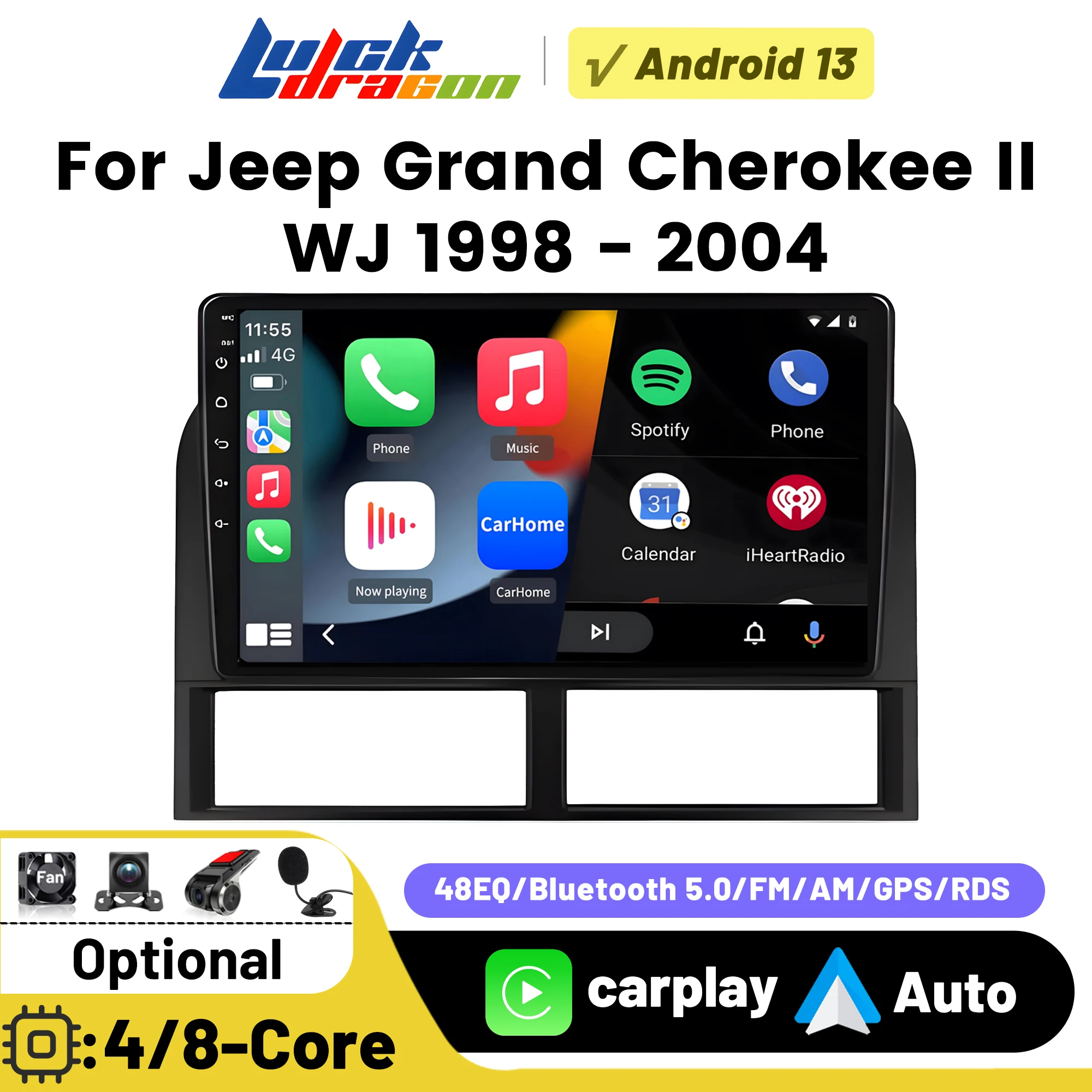 

2Din Multimedia Player Carplay Android Auto Bluetooth wireless For Jeep Grand Cherokee II WJ 1998 - 2004 Car Radio Stereo DSP 4g