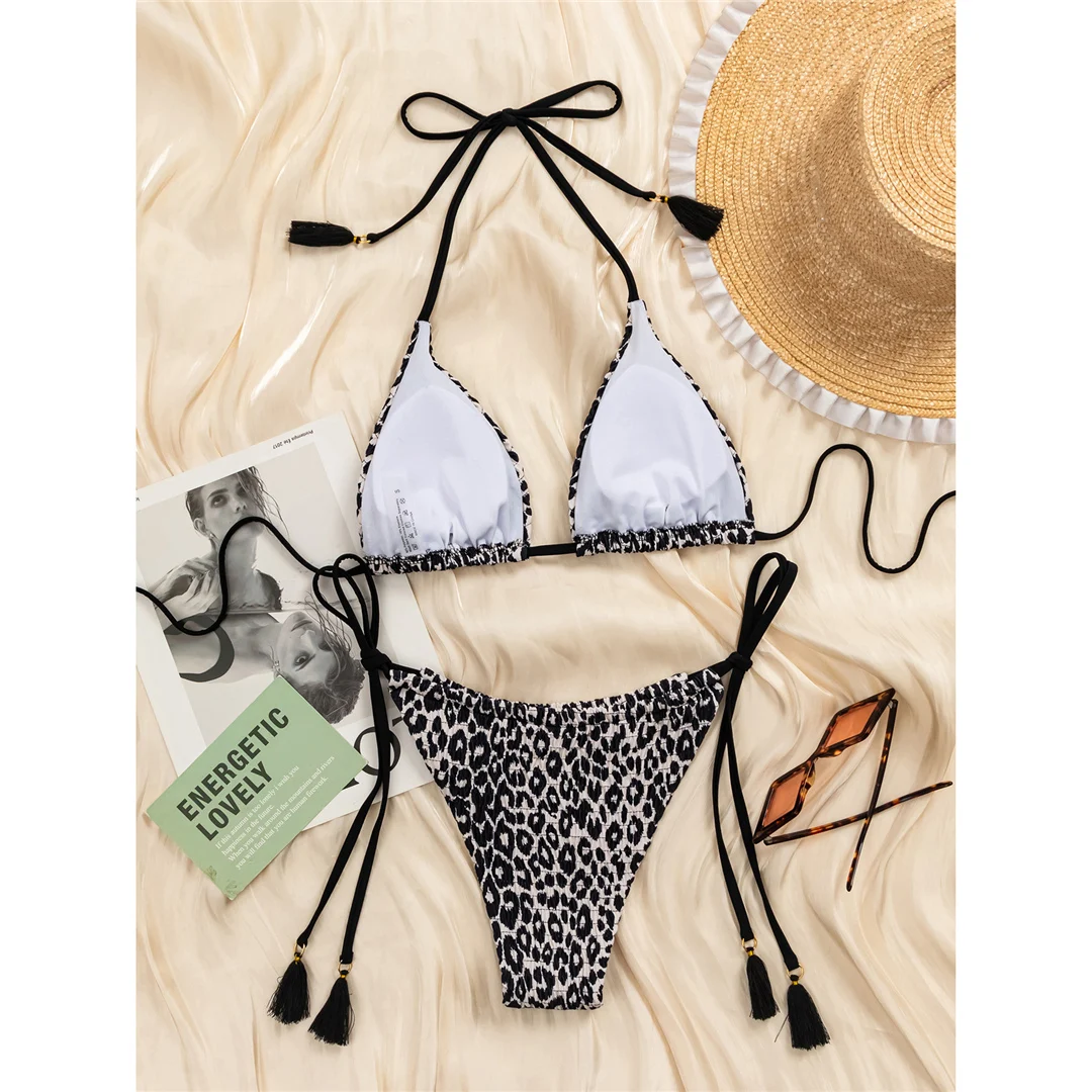 Sexy Leopard-Neckholder-Bikini mit hohem Beinausschnitt und Riemchen, Damen-Badeanzug, zweiteiliges Bikini-Set, Badebekleidung, Badeanzug, Schwimmbekleidung V6387 – Detail 13