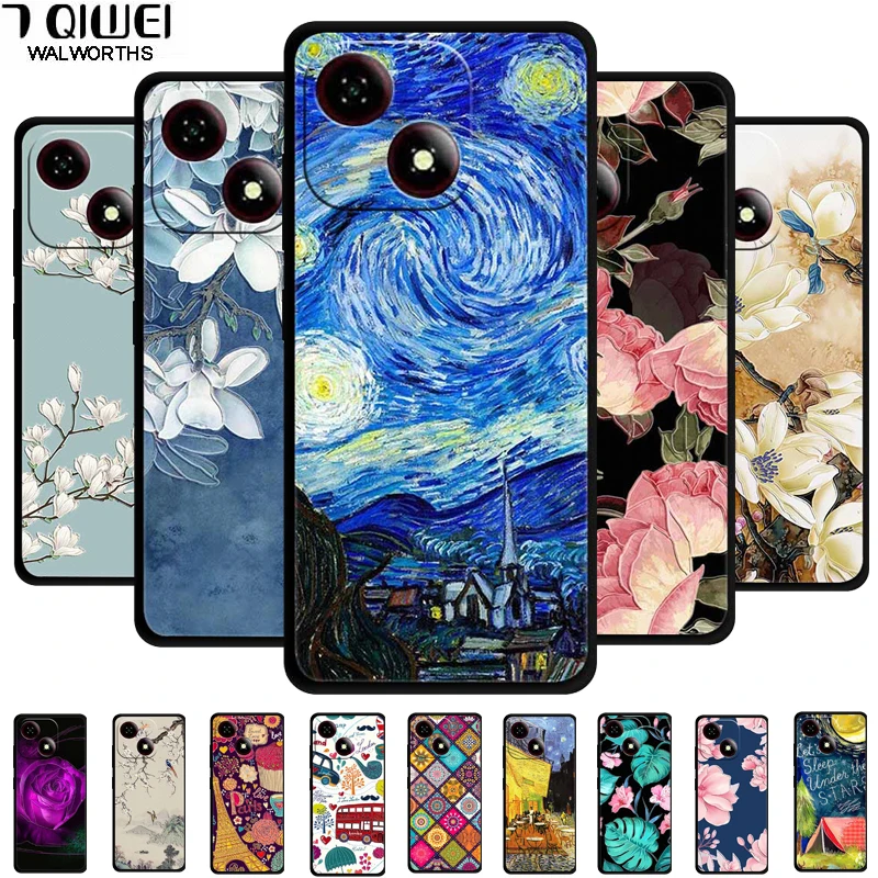 Fundas con estampado de flores 3D para ZTE Blade A35e, Funda de silicona suave con relieve en relieve para ZTE Blade A35E, Funda en relieve BladeA35e A35