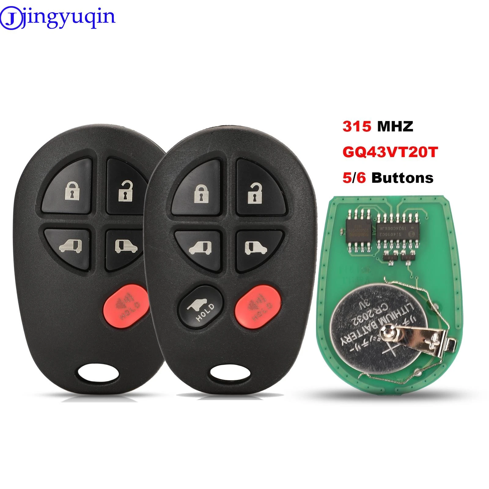 jingyuqin New Remote 315MHz Remote Car Key Fob For Toyota Sienna 2011 2012 2013 GQ43VT20T Full Key Control