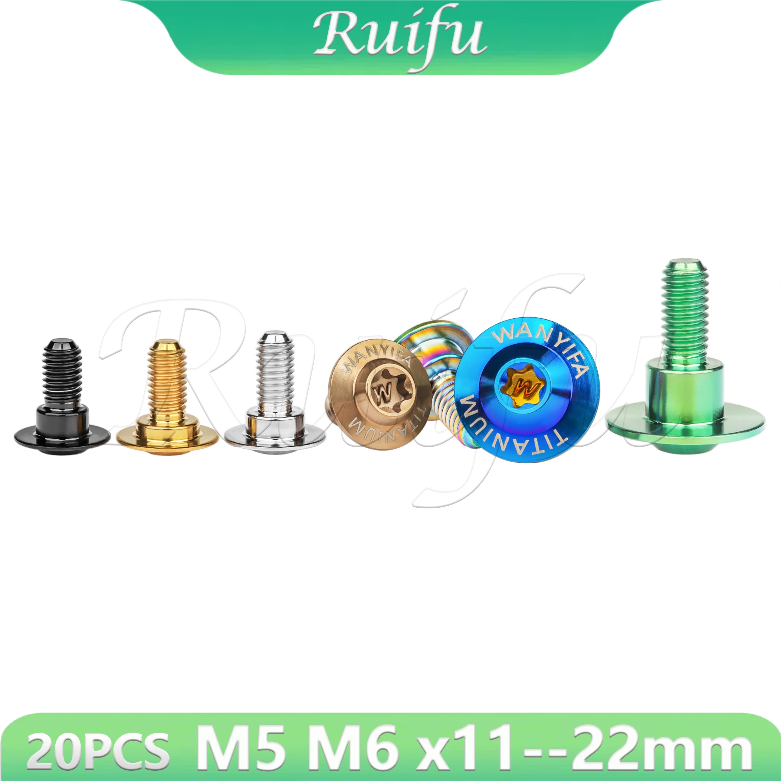 

Ruifu Titanium Bolt 20PCS M5/M6x11-22mm Torx Head Step Screw Locomotive Motorcycle Shell Modification Stepped Screws