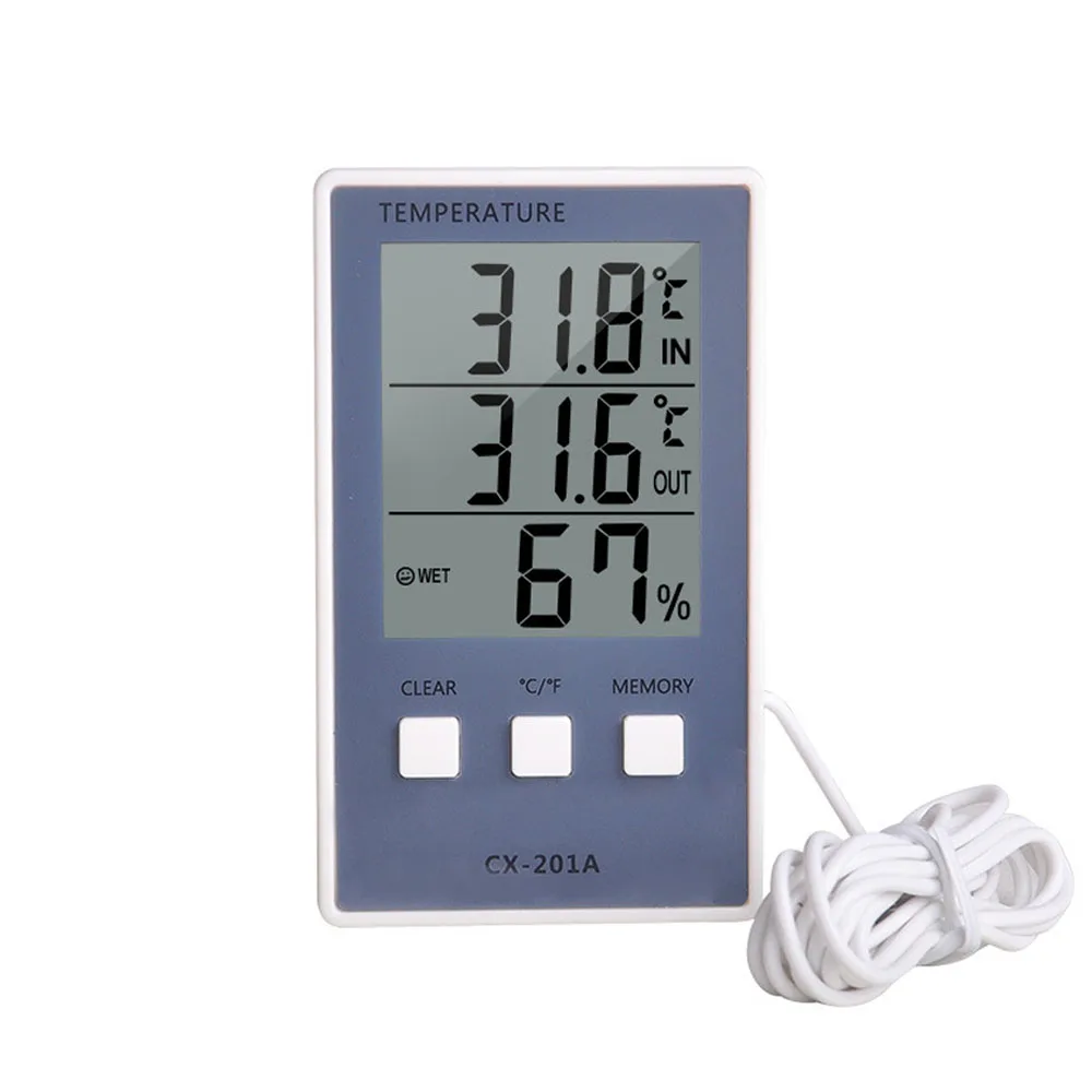 Digital LCD Thermometer Hygrometer Indoor Outdoor Temperature Humidity Meter C/F Display Sensor Probe Weather Station CX-201A