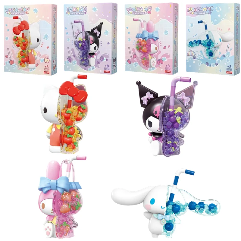 サンリオビルディングブロックハローキティマイメロディシナモロールクロミアクション置物モデルパズル組立おもちゃ子供の誕生日プレゼント