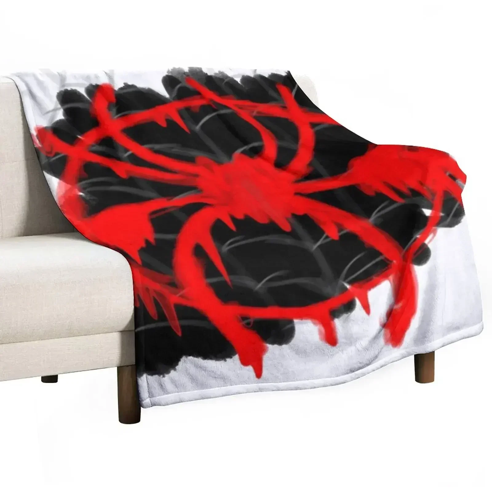

Red Spray Painted Spider Throw Blanket Modern Design Soft Blanket for Home Decor