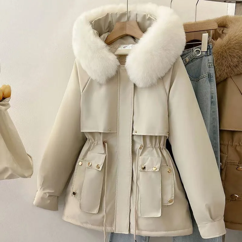 In The Winter Of 2024 New Fashion Cotton-padded Coat Korean Version Of Loose Padded Cotton-padded Coat With Large Fur Collar Top