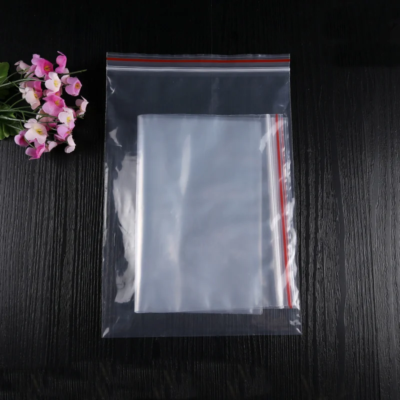 100 pieces/pack PE sealed bag, self sealing transparent plastic bag, storage and preservation bag, zipper style plastic bag