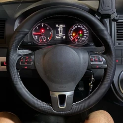 미끄럼 방지 인조 가죽 자동차 스티어링 휠 브레이드 커버, 폭스바겐 골프 6 Mk6 VW 폴로 사기타 보라 산타나 제타 Mk6