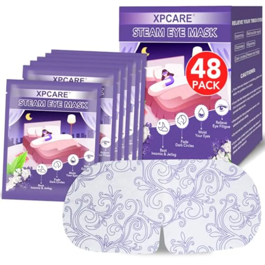 

XPCARE 48 Pack Steam Eye Masks for Dry Eyes, Self Heated Steam Warm Eye Mask, Disposable Heated Eye Mask for Dark Circles, Puff