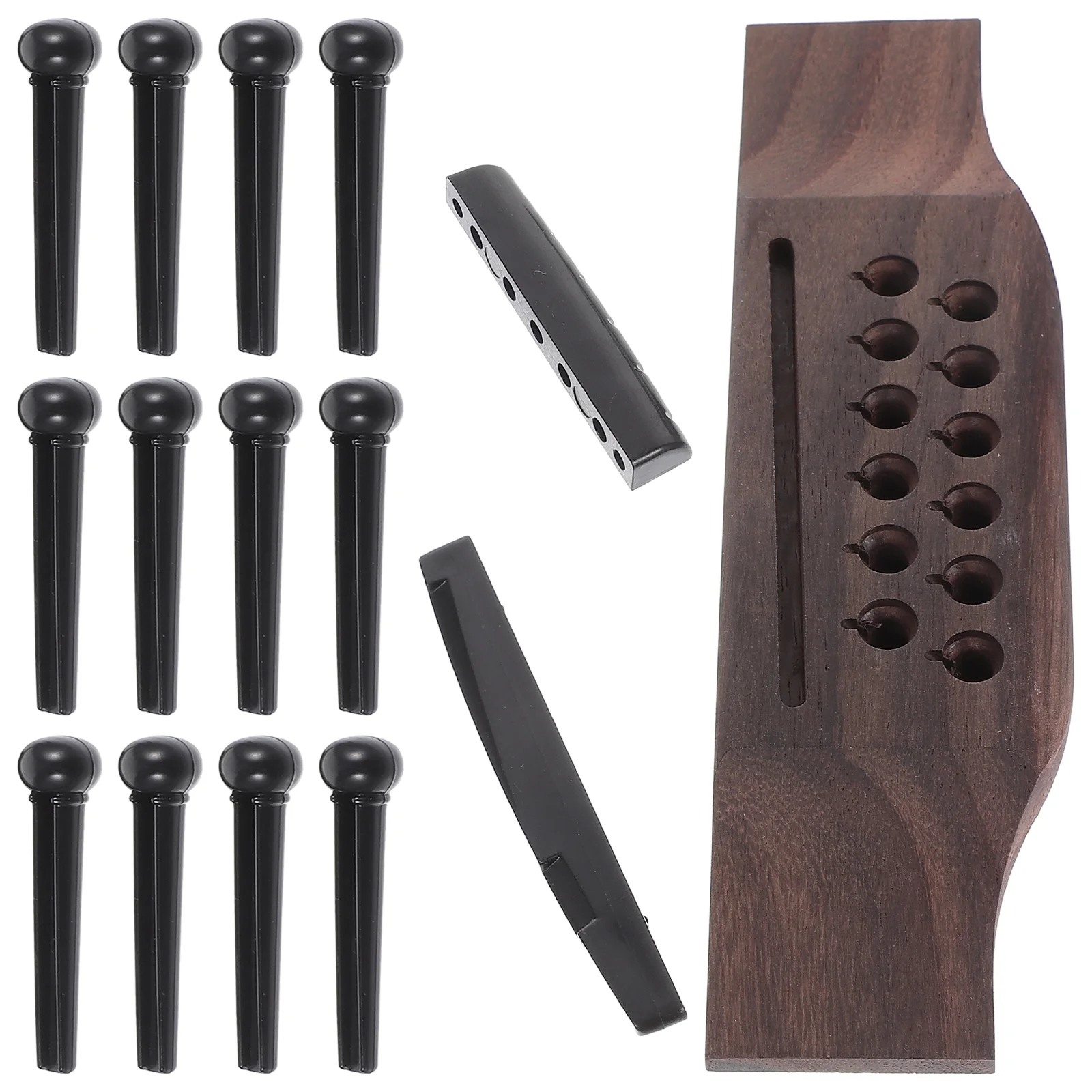 

12-string Folk Rosewood Bridge Twelve-hole Lower Saddle Nail Upper and Pillow Set Pin Guitar Pegs