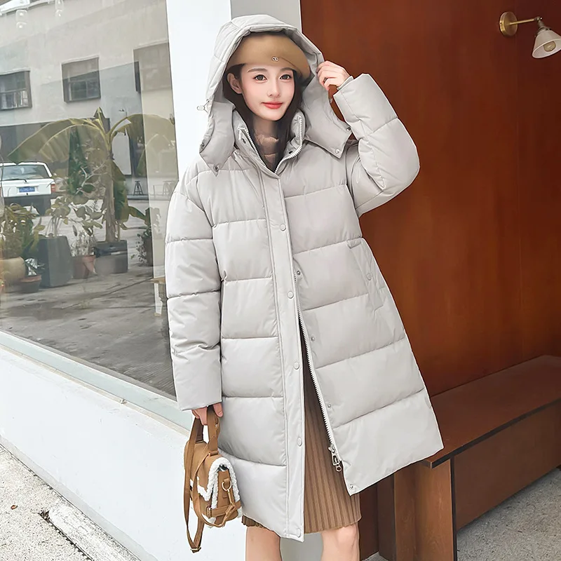 Korean Fashion 2026 Winter New Solid Color Long Sleeve Hooded Cotton Jacket Women's Fashion Versatile Simple Warm Casual Jacket