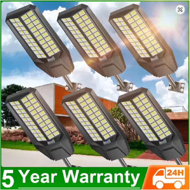 

6Pack 8000W Super Bright Powered Solar Street Lights Outdoor Waterproof IP65 Waterproof Garden Lighting 3 Modes Remote Control