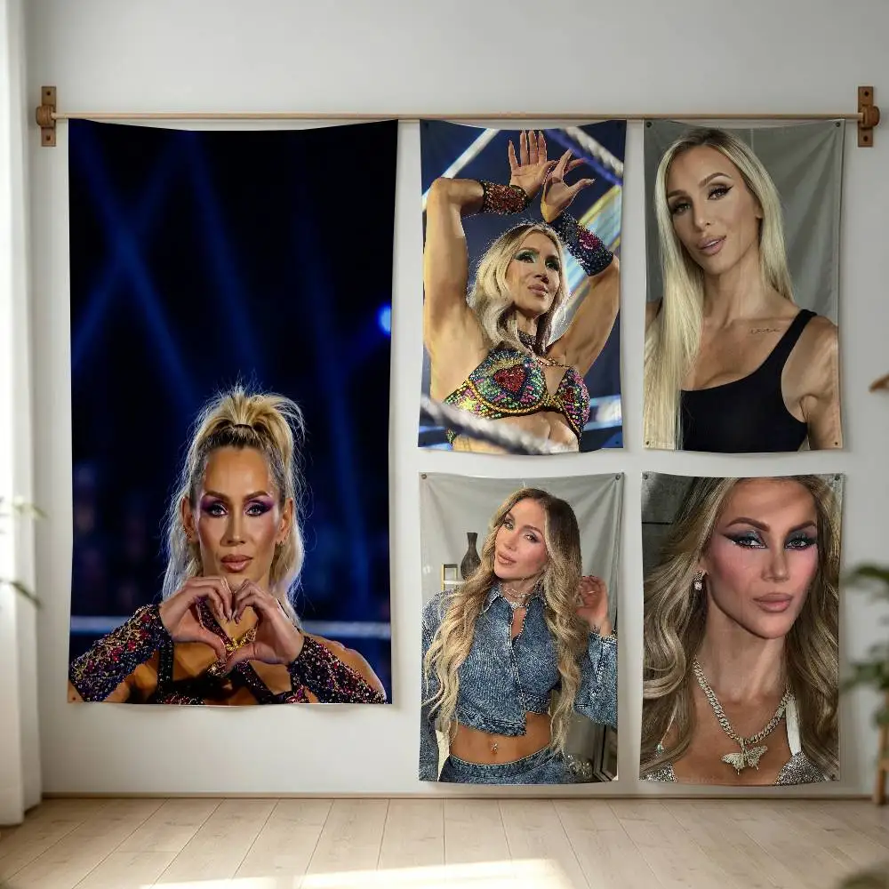 Charlotte Flair Flag Digital Printing Banner for Garage Wall Out Door Decoration