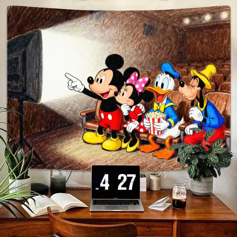 

1 шт., гобелен с Микки и Минни Дональдом Гуфи, ночной гобелен из фильма, классический мультяшный полиэстер, настенное искусство для детской комнаты, гостиной, спальни, деко