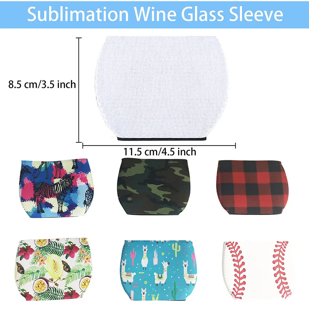 10pcs Wine Glass Sleeve Sublimation Neoprene Insulator Cover DIY Wine Glass Sublimation Blanks Supplies