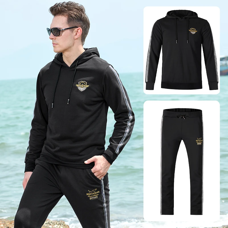 2022 Bruce&Shark Men's Tracksuit Top Quality 2pieces loose Fashion Casual  Men's sports suit  M to 3XL Supper Quality Winter