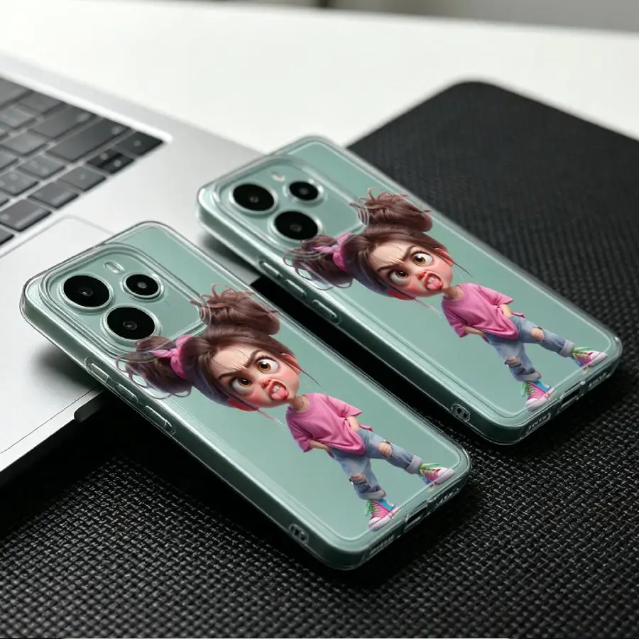 

Case for Xiaomi Redmi Note 15 Note 13 14 Pro Plus 12 11 10S 14C 13C A4 9 10 12S 11S Soft Phone Cover Angry Girl
