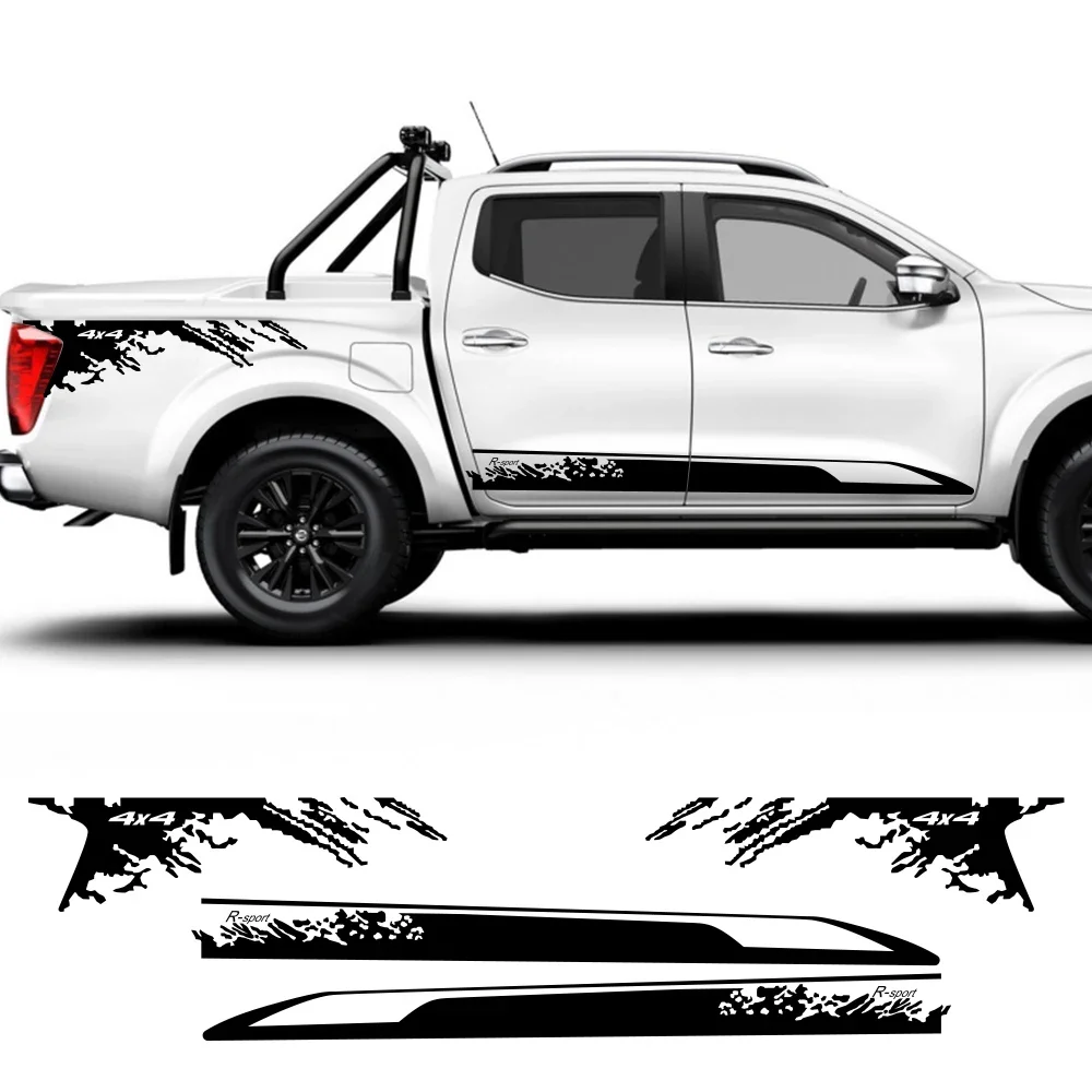 Pickup Door Side Skirt Stickers For Nissan Navara Truck Trunk Bed Side Graphics Vinyl Custom Decor Cover Auto Tuning Accessories