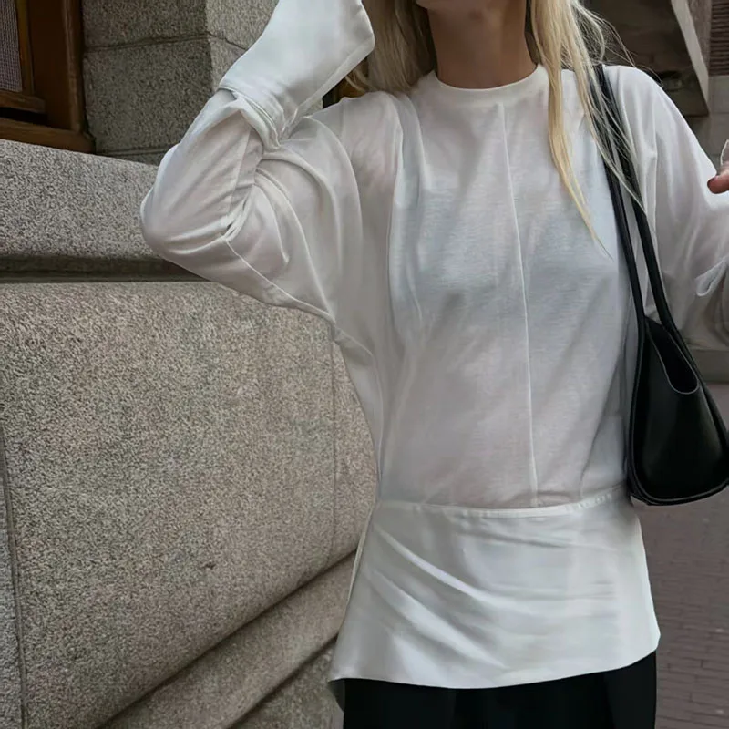 2026, New Style, Women's Base Top, Ruffled Decorated Shirt, High-Quality Business Casual T-Shirt, Y2K, Versatile Pullover Shirt