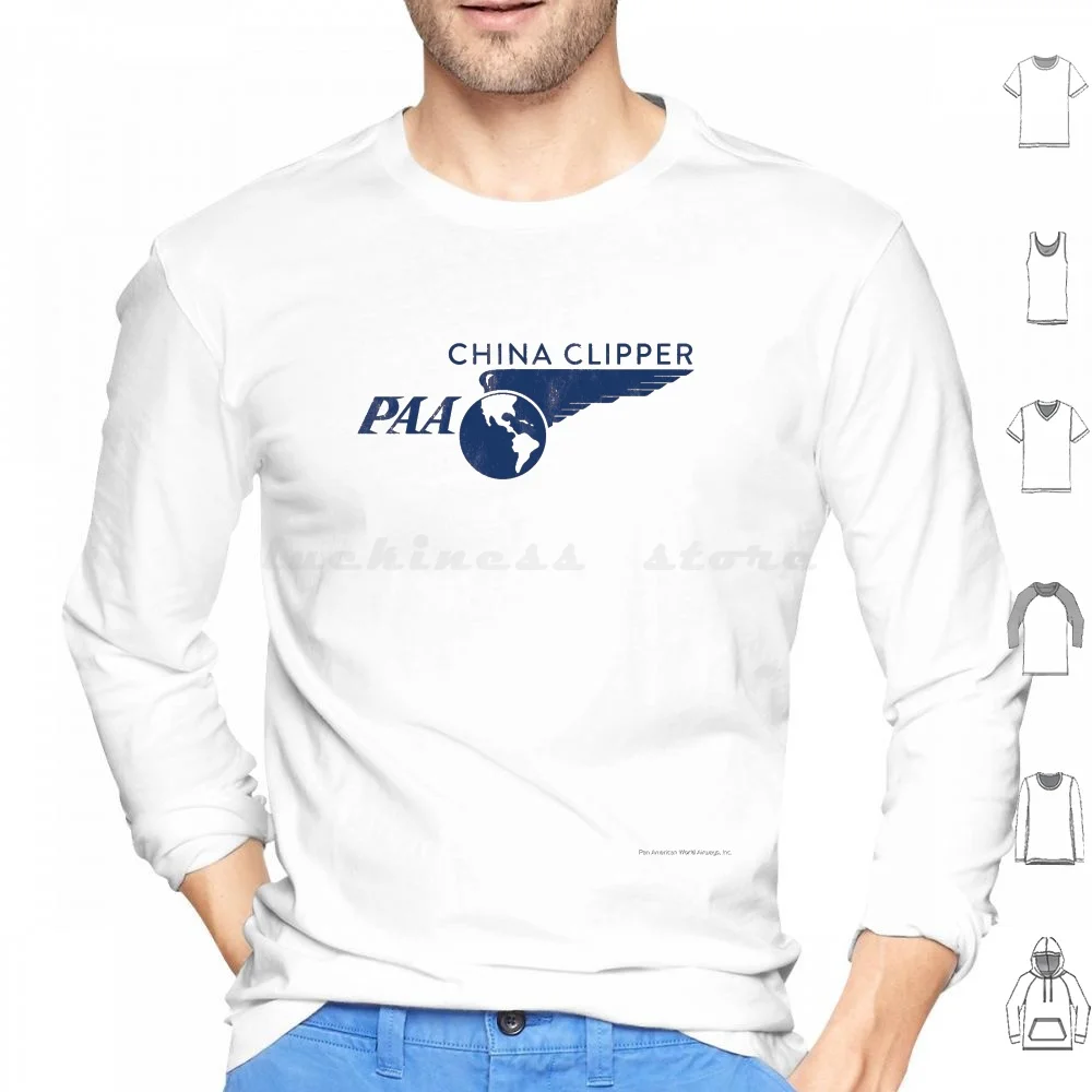 Pan Am Clipper Logo ( Distressed ) Hoodie cotton Long Sleeve Pan Am Panam Vintage Travel Pan American World Airways Pan