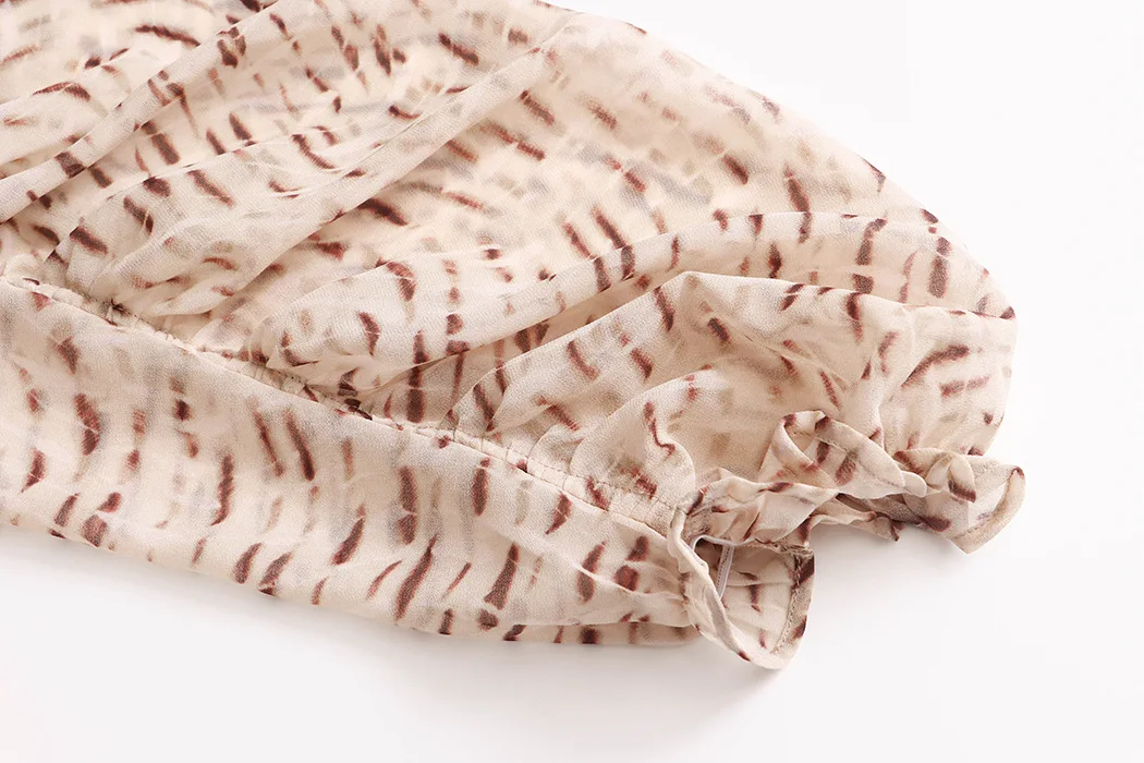 Sommerliches Damen-Shirt mit lässigem Muster, V-Ausschnitt, lockerer und atmungsaktiver Laternenärmel – Detail 22