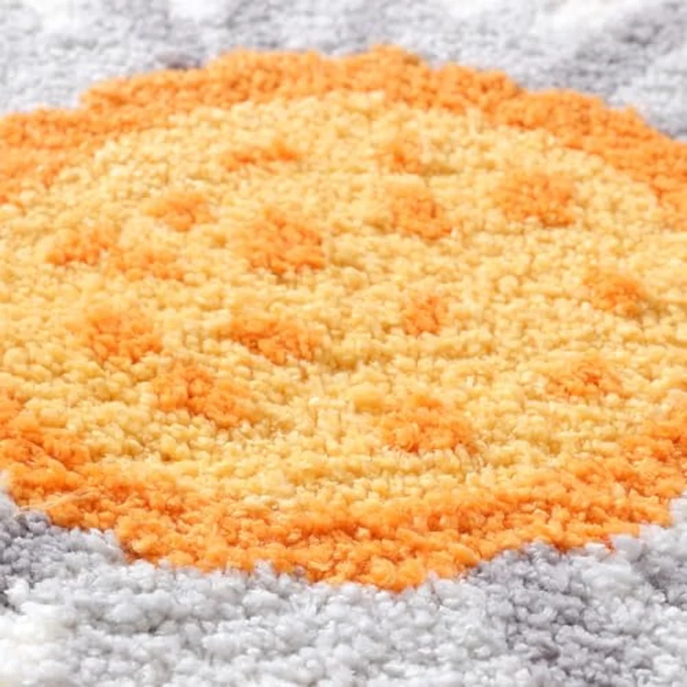 Plants Collection Bath Mat, Unique Natural Plant and Flower Shapes Design Bathroom Rug, Ultra Soft Microfibre, Medium-Pile, Dura