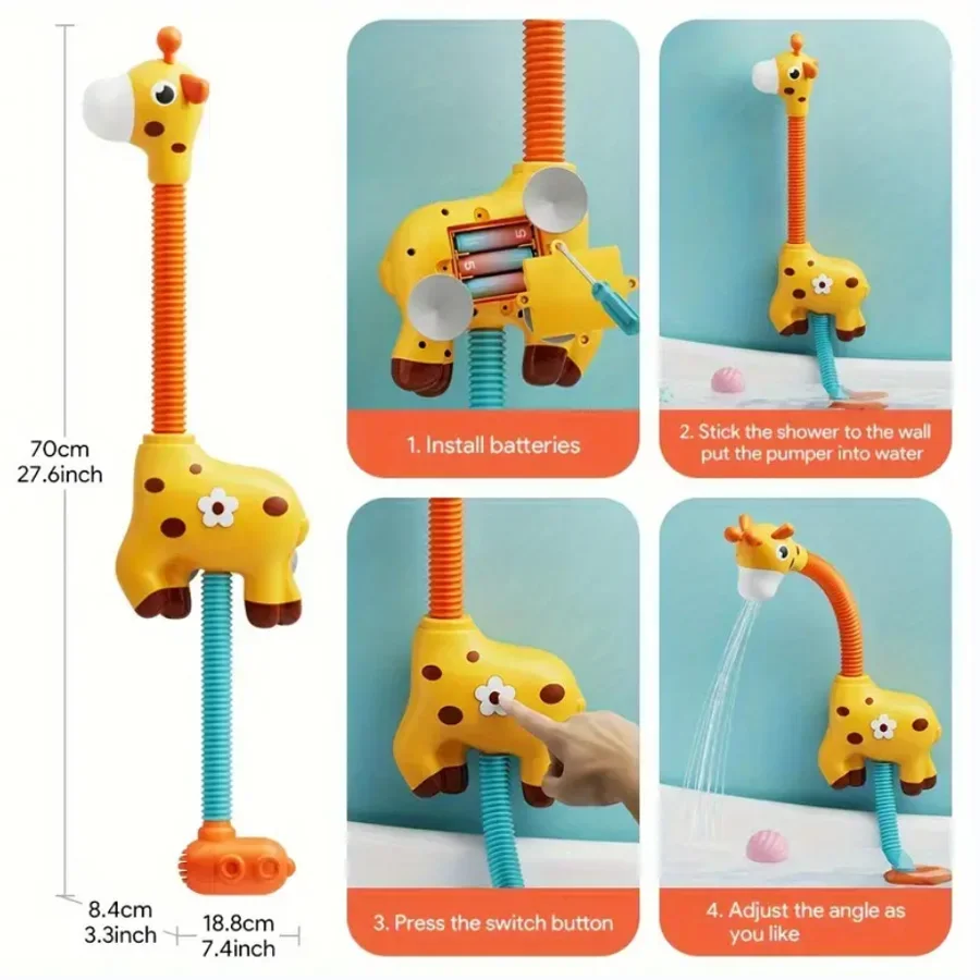ยีราฟไฟฟ้าสเปรย์น้ํา Squirt Sprinkler เด็กของเล่นอ่างอาบน้ําฝักบัวสระว่ายน้ําห้องน้ําสําหรับเด็กวัยหัดเดินของขวัญ